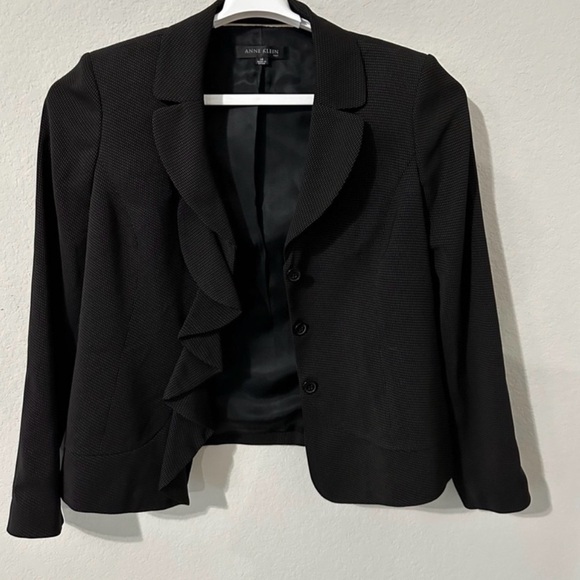 Anne Klein Black Ruffled Blazer - Picture 3 of 8